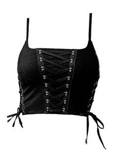 Stretch denim lace up top color is black Casual Lace-up Back Tops For Summer, Casual Spring Tops With Lace-up Back, Black Spring Gothic Corset, Casual Black Tops With Straps, Black Lace-up Back Corset For Night Out, Edgy Black Summer Corset, Black Edgy Summer Corset, Edgy Black Tops With Straps, Black Strappy Crop Top