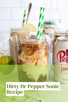 Try the unique Dirty Dr Pepper Sonic! This fun twist on the classic soda adds a splash of coconut syrup and a squeeze of fresh lime to your favorite Dr Pepper. Easy to prepare and bursting with flavor, it's the perfect drink for any occasion. Follow our simple recipe and enjoy this refreshing, zesty treat! Dr Pepper Recipes Drinks, Homemade Dr Pepper Soda, Dr Pepper Coconut Cream, Dirty Doctor Pepper, Dr Pepper Dirty Soda Recipes, Dirty Dr Pepper Recipe Sonic, Dr Pepper Drinks Ideas