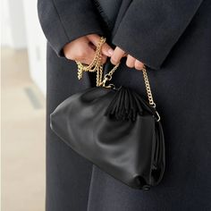 New In Dustbag, Understated Leather Vegan Leather Clutch In Black. Great Looking, Supple Leather! This Versatile Clutch/Shoulder Bag Is A Stylish Statement You Can Wear Everyday - Whether Dressed Up Or Down. Gold Crossbody Chain - Detachable Fringed Tassle - Detachable 5.5"H X 10"W X 4"D Versatile Black Formal Evening Bag, Versatile Black Evening Bag For Formal Occasions, Versatile Black Evening Bag For Formal Events, Elegant Fall Pouch Clutch, Black Shoulder Bag For Evening In Fall, Black Shoulder Bag For Evening, Fall Season, Black Leather Clutch For Night Out, Leather Clutch For Evening In Fall, Formal Black Soft Leather Clutch