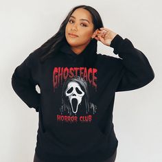 Scary Ghostface Black Halloween Shirt that is available as a Hoodie, Sweatshirt or TShirt for women, men, teens and pre-teens. Its available in all-inclusive sizing from Youth Smalls to Adult Plus Sizes, so that everyone gets a great fit. We now use a process to print our shirts that will allow the design to last longer if properly cared for, over 40 washes. In order to provide quick turnaround, we source from four different top clothing brands. If you are needing a specific brand, check with us Halloween Hip Hop Hoodie With Letter Print, Hip Hop Halloween Hoodie Top, Black Halloween Hip Hop Hoodie, Black Hip Hop Hoodie For Halloween, Halloween Hip Hop Sweatshirt With Letter Print, Hip Hop Halloween Sweatshirt With Letter Print, Spooky Black T-shirt For Winter, Black Halloween Hoodie With Letter Print, Spooky Black Hoodie For Streetwear