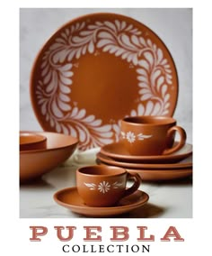 Mexican Porcelain 20-Piece Puebla Dinnerware Set MeXican Artisan Fashion & Design Terracotta Color Decor, Modern Mexican Dinnerware, Mexican Barro Plates, Apartment Decorating Mexican Style, New Mexican Decor, Mexican Clay Dishes, Mexican Cups Design, Cute Dinnerware Set, Mexican Ceramic Plates