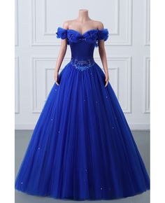 Best 11% off now! Buy royal blue ballgown tulle off shoulder prom dress with beadings at wholesale price online. Free shipping and pro custom service since 2009. Mauve Prom Dress, Red Lace Prom Dress, Prom Dress Pictures, Burgundy Homecoming Dresses, Tulle Prom Dresses, Prom Season, African Prom Dresses, Royal Blue Prom Dresses, Style Royal