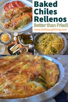 baked chiles, green beans and cheese in a casserole dish with the title above it