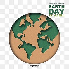 the earth with green and brown shapes on it is shown in an image that reads international earth day 22 aprril