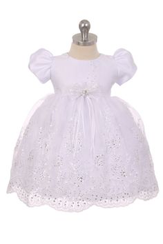 Infant Baptism Dress by KidsCollection on Etsy Organza Princess Dress For Baptism, Elegant Organza Baptism Dress, Short Sleeve Tulle Baptism Dress For Party, Elegant Organza Princess Dress For Confirmation, Elegant Short Sleeve Princess Dress For Confirmation, Princess Style Short Sleeve Baptism Dress, White Short Sleeve Princess Baptism Dress, Fitted Organza Princess Dress For First Communion, Elegant Short Sleeve Princess Dress For First Communion