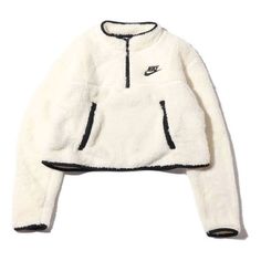 WMNS Nike Sportswear AS Nike Sportswear FLC QZ Crop Plush Jacket White Womens CJ6283-110 White Jackets, Plush Jacket, Nike Crop Top, Crop Top Jacket, Nike Sportswear Women, Cute Jackets, Women's Jacket, White Jacket, Stylish Sneakers