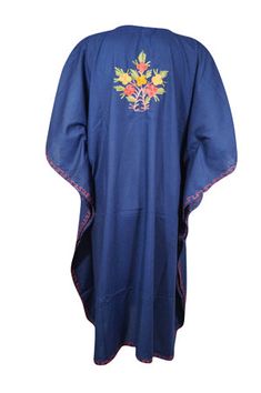 Womens Short Dresses, Flawless Deep Blue, Embroidered Loose Caftan Kimono Dress L-2X, Elevate your style with our Womens Short Dresses in Flawless Deep Blue. This embroidered loose Caftan Kimono Dress is perfect for any adventure. it's the perfect blend of comfort and boldness. Take on the day with confidence and flair! This kaftan is crafted from breathable cotton, ensuring comfort for extended wear. The use of cotton makes it an ideal choice for leisure wear, especially in warmer climates or l Kaftan Short Dress, Short Kimono Dress, Blue Caftan, Short Kaftan Dress, Ladies Caftan, Embroidered Caftan, Colorful Maxi Dress, Short Kaftan, Embroidered Butterfly