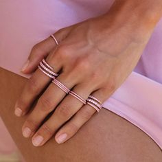 Pink Fine Jewelry Stackable, Pink Stackable Fine Jewelry, Stackable Pink Sapphire Jewelry In Pink, Pink Cubic Zirconia Stackable Jewelry, Pink Stackable Cubic Zirconia Jewelry, Pink Diamond Stackable Rings, Luxury Pink Stackable Jewelry, Pink Eternity Band Fine Jewelry, Pink Saphire Ring