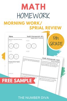 a printable worksheet for the 5th grade math homework, with an image of a