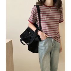 Retro Contrast Stripe Teen Girl Shirt  Material: 100%Cotton  Style: Teen Girl Shirt Size: S, M, L, Color: Navy Blue, Wine Red  Occasion: Outdoor, Daily,  Vacation Casual Red T-shirt For Everyday, Trendy Black Tops For School, Red Tops For School, Black Casual T-shirt For School, Casual Red T-shirt, Trendy Red Everyday Tops, Casual Cotton Tops For School, Trendy Red Tops For Everyday Wear, Red T-shirt For Day Out