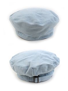 two images of a light blue hat on a white background