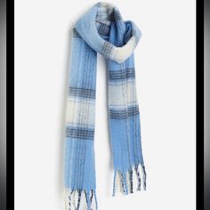 Blue Oversized Scarf H M Accessories, Accessories Blue, Oversized Scarf, Blue Plaid, Scarf Wrap, Woven Fabric, Scarf Accessory, H&m, Color Blue