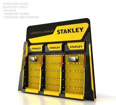 a yellow and black display for stanley's