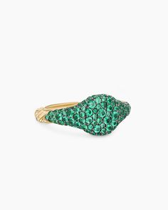 Petite Pavé Pinky Ring in 18K Yellow Gold, 7mm New York City At Night, David Yurman Ring, Holiday Lookbook, City At Night, Green Emerald Ring, Emerald Ring Gold, Chain Strap Bag, Women's Rings, Wrap Ring