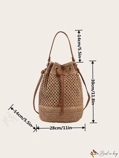 BirdinBag - Bolsa de paja compacta con cordón y diseño elegante Shoulder Bag Crochet, Beach Purse, Bohemian Purse, Bohemian Beach, Bag Bag, Amazon Finds, Color Khaki, Crossbody Shoulder Bag, Capsule Wardrobe