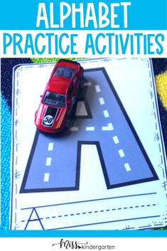 an alphabet practice activity with cars on the road