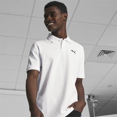 Channel Fresh, Minimal Style With This Crisp Polo Shirt, Crafted From A Cotton Mix For A Comfortable Fit. Details Puma Branding Detailscrafted From 96% Cotton, 4% Elastaneshort Sleeves | Tshirt Polo, Pique Shirt, Puma Tshirt, White Puma, Black Puma, Polo Shirt White, Fit Details, Pique Polo Shirt, Minimal Style