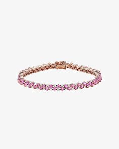 Suzanne Kalan Princess Mini Stack Pink Sapphire Tennis Bracelet in 18K rose gold Sapphire Tennis Bracelet, Diamonds Bracelet, Vs Diamond, Box Clasp, Sapphire Bracelet, Baguette Cut, Girly Jewelry, Gorgeous Jewelry, Tennis Bracelet