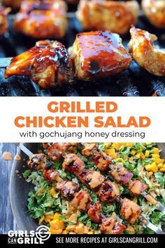 grilled chicken salad with gochuling honey dressing is the perfect side dish for summer bbq