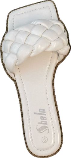 Flat Sandals With Padded Heel For Beach, Flat Heel Sandals With Padded Heel For Beach, White Flat Heels For The Beach, Casual White Sandals With Padded Heel, White Casual Sandals With Padded Heel, Chic Wedge Sandals With Textured Footbed, Chic Synthetic Wedge Sandals With Textured Footbed, Chic White Sandals With Textured Footbed, White Slide Sandals