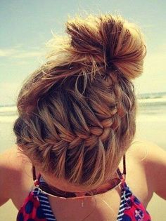 I absolutely love this hair style so pretty! Perfect for the beach!!!!! #beautifulhair Fishtail Braid, Pretty Braided Hairstyles, Braided Bun, Bad Hair, Beach Hair, About Hair, Gorgeous Hair