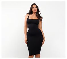 Flaunt your figure in this smoothing shaper dress showcasing stretchy and supportive fabric for a flattering fit that's sure to attract second glances. From Shapellx. Stretch Smoothing Shapewear For Night Out, Fitted Seamless Shapewear For Night Out, Chic Fitted Solid Shapewear, Chic Fitted Solid Color Shapewear, Sleek Seamless Bodycon Dress, Solid Seamless Bodycon Dress, Chic Shaping Shapewear With Smoothing Details, Sleeveless Stretch Bodycon Shapewear Dress, Sleeveless Stretch Bodycon Dress As Shapewear