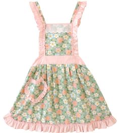 a green and pink dress with flowers on it