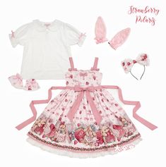 JSK♥Ready to Ship♥Rabbit Berry Gift Box ♥Sweet Lolita Dress – nbsama Cute Summer Dress With Bunny Print, Sleeveless Jumper, Blouse Measurement, Short Blouses, Sweet Lolita, Dress Measurements, Sweet Style, J Fashion, Blouse Length