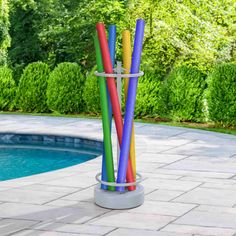 Sunjoy Extra Large Pool Noodle Storage Rack, Rackrust-Proof Aluminum Portable Outdoor Rack with Water Weighted Base for Outdoor Pool. Pool Noodle Storage, Noodle Storage, Swim Noodles, Fire Pokers, Grill Gazebo, Portable Fire Pits, Replacement Canopy, Pool Noodle, Patio Fire Pit