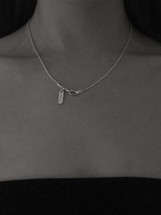 Editor's NotesClassic yet sophisticated accessory that goes with everything- Clean and simple design- Rope motif chain strap- Simple logo bar pendant- Hand craftedMeasurements (in.)- Length 17.1 in.- Bar 0.6 in. x0.2 in.Composition & Care- 92.5 Silver- Do not washDesigner- by andezvous Chic Jewelry With Chain Detail, Minimalist Charm Necklace With Cable Chain, Chic Chain Jewelry For Everyday, Chic Everyday Jewelry With Chain Details, Everyday Necklace With Rectangular Pendant, Minimalist Clavicle Chain Link Necklace, Minimalist Clavicle Chain Necklace, Chic Everyday Chain Jewelry, Classic Necklaces With Adjustable Chain And Rectangular Pendant