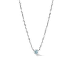 Perfect worn alone or with layered up with other jewellery, this dainty sterling silver round Dewdrop pendant is set with a 4mm aquamarine and suspended on fine belcher chain. The necklace is finished with our signature quatrefoil lobster catch. Stone size - 4mm. Dower & Hall designs their jewellery to be worn and treasured. Here are a few simple guidelines to keep your jewellery looking its best: Perfume, skin and hair products can all react with silver causing it to tarnish, cause vermeil to erode and even damage stones – especially pearls. Always apply your products before putting on your jewellery and leave for a few minutes to be absorbed by the skin. Avoid spraying perfume or hairspray directly onto your jewellery. Vermeil is a layer of fine 18ct gold, plated on top of silver. As thi Simple Silver Necklace, Belcher Chain, August Birthstone Jewelry, July Birthstone Jewelry, Vermeil Jewelry, Jewelry Ring Box, Pearl Jewellery Earrings, Men's Jewelry Rings, Solid Gold Jewelry