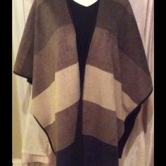 STYLISH ON TREND PLAID PONCHO WRAP Luscious and warm, so soft and versatile!  Wear over a top and leggings or over a coat.  Black, brown, tan, and oatmeal.  NWOT Ike Behar Other Brown Poncho For Layering, One Size, Cozy Brown Poncho For Layering, Brown Cozy Cape, Cozy Brown Cape One Size, Cozy One Size Brown Cape, Cozy Brown One-size Cape, Plaid Poncho, Poncho Wrap, Coat Black