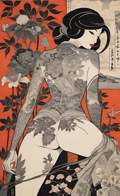 VA/AI 2024 | Illustration, painting, digital art Japanese Female Tattoo, Anime Character Design References, 2024 Illustration, Magic Pattern, Tattooed Girl, Japanese Pop Art, Geisha Art, Japanese Art Prints, Female Art Painting