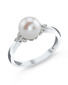 Freshwater Pearl & Diamond Grace Ring Akoya Pearl Ring, Pearl Farm, Pearl Rings, Freshwater Pearl Ring, Diamond Jewelry Designs, Etsy Wedding Rings, Authentic Jewelry, White Freshwater Pearl, Akoya Pearls