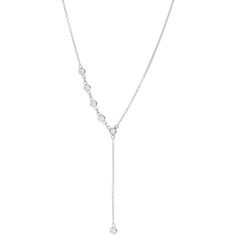 Sofer Jewelry - Half Plain Bezel Diamonds By The Yard Drop Necklace in 14K White Gold Formal Briolette Necklace With Bezel Setting, Elegant White Gold Necklaces With Bezel Setting, White Gold Necklace With Bezel Setting For Formal Occasions, Formal White Gold Necklaces With Bezel Setting, Formal Briolette Necklace With Polished Finish, Formal White Gold Necklace With Bezel Setting, Elegant Diamond White Necklace With Bezel Setting, Elegant Bezel Set Necklace For Weddings, Elegant Wedding Necklace With Bezel Setting