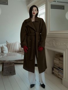 This belted double coat boasts exceptional insulation with its blend of 70% wool and alpaca, providing warmth and lightness for the coldest winter days.- Long length that makes your outfit stylish- Belted double coat design with oversized fit- Volume added with shoulder and sleeve lines Belted Long Wool Coat For Fall, Belted Wool Pea Coat, Belted Long Wool Pea Coat, Wool Belted Long Pea Coat, Belted Long Pea Coat For Fall, Belted Wool Pea Coat For Winter, Winter Wool Long Coat With Belt, Winter Wool Coat With Belted Cuffs For Work, Winter Long Belted Wool Coat