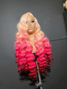 Baddy Hairstyles, Multi Colored Wigs, Pink And Blonde Wig, Cotton Candy Wig, Bratz Hairstyles, Affordable Lace Front Wigs, Exotic Hairstyles, Hot Pink Hair