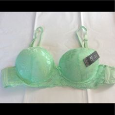 Ladies Mint Green Under Underwire Bra Nwt ~ Lightly Padded/Lined ~ Adjustable Shoulder Strap ~ Underwire ~ 90% Polyester 10% Spandex ~ Available In Mint Green, Pink, Blue, Nude, Black And White ~ See My Closet For More Styles & Colors Buy 3 Get The 2 Free Fitted Green Bra With Padded Cups, Fitted Green Push-up Bra, Fitted Padded Green Bra, Green Padded Fitted Bra, Fitted Green Padded Bra, Green Push-up Bra For Summer, Fitted Seamless Green Bra, Green Stretch Push-up Bra, Green Summer Push-up Bra