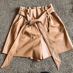 Brand New Zara Shorts Beautiful Ready To Ship Chic Brown Paperbag Waist Bottoms, Beige Shorts For Night Out In Spring, Chic Going Out Shorts With Belt Loops, Chic Brown Bottoms For Spring, Spring Date Night Bottoms With Belt Loops, Zara Paperbag Waist Bottoms For Summer, Zara Shorts With Belt Loops For Spring, Spring Bottoms For Going Out, Spring Going-out Bottoms With Belt Loops