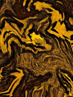 an abstract painting with yellow and black colors