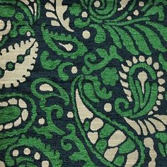 a green and white paisley print fabric