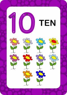 a purple frame with flowers on it and the number ten written in front of it