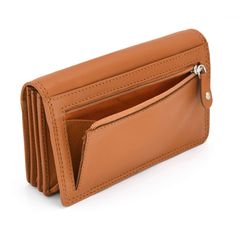 Style n Craft - 300956 Ladies Clutch Wallet in Leather - tan color - angled back view showing zipper pocket N Craft, Nail Bags, Work Belt, Leather Clutch Wallet, Tool Pouch, Belt Style, Older Fashion, Ladies Clutch, Top Grain Leather