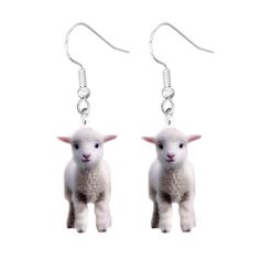 Lamb Aesthetic Earrings ✨ Novelty White Drop Earrings, White Novelty Drop Earrings, Novelty White Dangle Earrings, Novelty White Earrings For Pierced Ears, Cute White Hoop Earrings, Casual White Drop Earrings, Casual Nickel-free White Earrings, Casual White Nickel-free Earrings, Novelty White Round Earrings