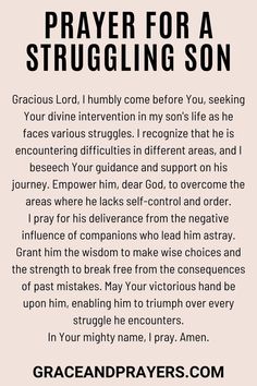 a prayer for a struggling son