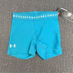 Nwt. Under Armour Bike Shorts In A Size Xs. Shorts Are A Pretty Blue Color. White Logo On Bottom Front Leg. Waistband With Brand Snd Logo Printed In White. Please See Photos For Measurements. W-50 Under Armor Shorts, Bicycle Shorts, Armour Women, Black Bike, Under Armour Shorts, Girly Accessories, Spandex Shorts, Birthday List, Compression Shorts