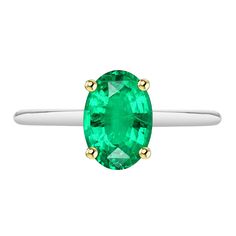 METAL SPECIFICATIONS Two Tone Gold 14K STONE SPECIFICATIONS Stone Name : Green Emerald Stone Cut : Oval Cut Stone Details : There is one single oval cut green emerald stone in the center approx. 3.50 carats (Approx. Size 9 x 7 mm) in the ring. Crafted with a natural earth mined stone. Color : Green Quality : AAA Total : Approx. 3.50 Carats RING SPECIFICATIONS Size : 6.5 (Can ship in any size) Appraised Value : $15,408.00 Comes with Certificate Fine Jewelry Emerald Green Oval Cabochon Ring, Green Oval Cabochon Emerald Ring, Fine Jewelry Emerald Oval Cabochon Ring For May Birthstone, Oval Emerald Birthstone Ring In Fine Jewelry Style, Oval Emerald Ring In Yellow Gold With Prong Setting, Classic Oval Emerald Ring With Center Stone, Luxury Emerald Ring With Oval Cabochon Center Stone, Emerald Ring With Oval Cabochon Center Stone, Emerald Oval Cabochon Ring With Center Stone