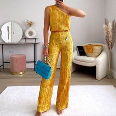 Nwt Zara Jacquard Asymmetrical Jumpsuit Bloggers' Favorite! This Season's-Must Have! Gorgeous Marigold Yellow Jumpsuit With One Shoulder, Elastic Waist, Full Length Pant. Belt Is Not Included. New With Tags Size M B79 Spring Party One-shoulder Set, Spring Party Sets With One Shoulder Design, Chic One-shoulder Summer Set, Chic One Shoulder Summer Sets, Elegant One Shoulder Summer Set, Elegant One-shoulder Summer Sets, Elegant Yellow Summer Sets, Casual Yellow Sets For Party, Fitted Gold Sets For Summer