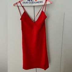 Never Been Worn! Red Spaghetti Strap Dress With Lining, Red Lined Dress With Spaghetti Straps, Red Formal Bodycon Dress For Summer, Red Spaghetti Strap Lined Dress, Red Lined Midi Dress For Party, Red Lined Spaghetti Strap Dress, Red Lined Midi Dress For Cocktail, Red Mini Dress With Spaghetti Straps And Lining, Red Zara Mini Dress For Date Night