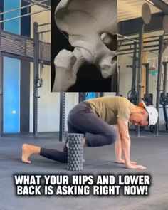 a man doing push ups in the middle of a crossfit area with an advert